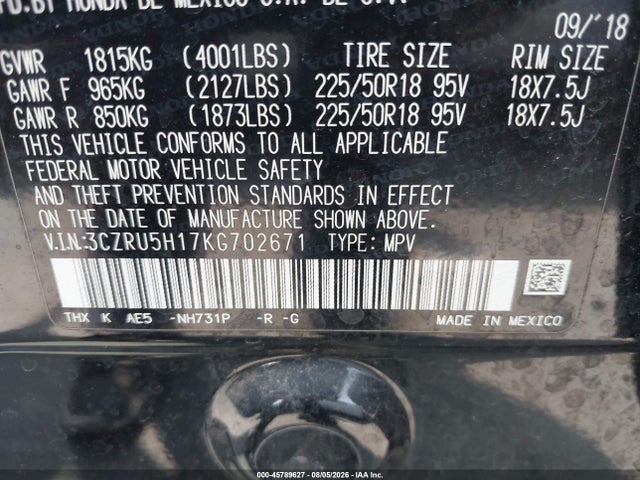 3CZRU5H17KG702671 Honda HR-V SPORT