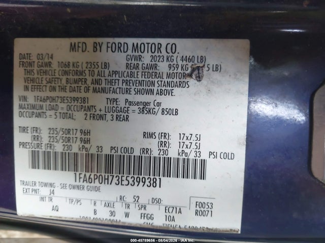 Ford FUSION SE 2014 1FA6P0H73E5399381 Image 9