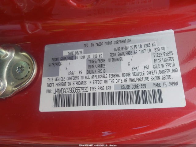 Aukcja sprzedaży 2025 Mazda Mx-5 Miata Club, vin: JM1NDAC79S0657830, numer aukcji: 45789677