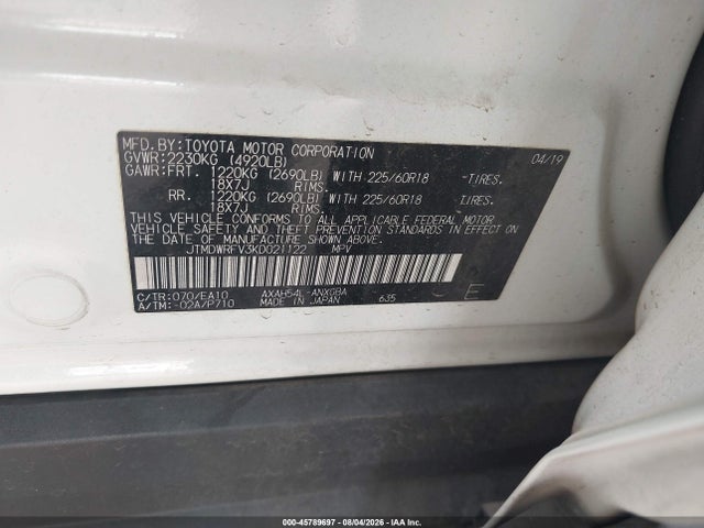 JTMDWRFV3KD021122 Toyota Rav4 Hybrid Limited