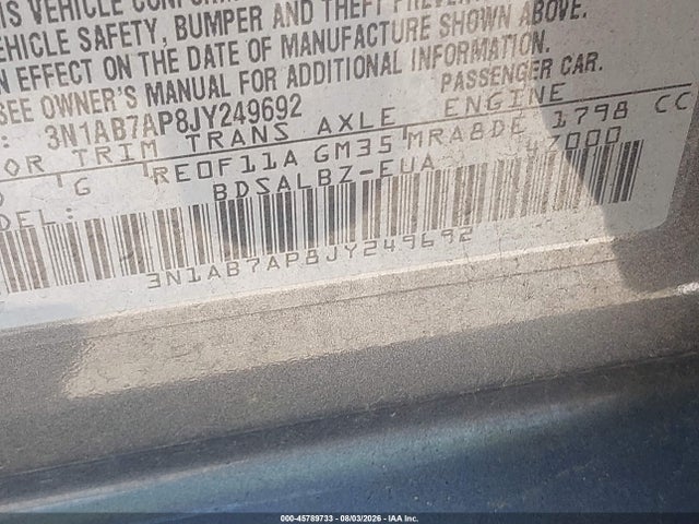 Nissan SENTRA S 2018 3N1AB7AP8JY249692 Image 9