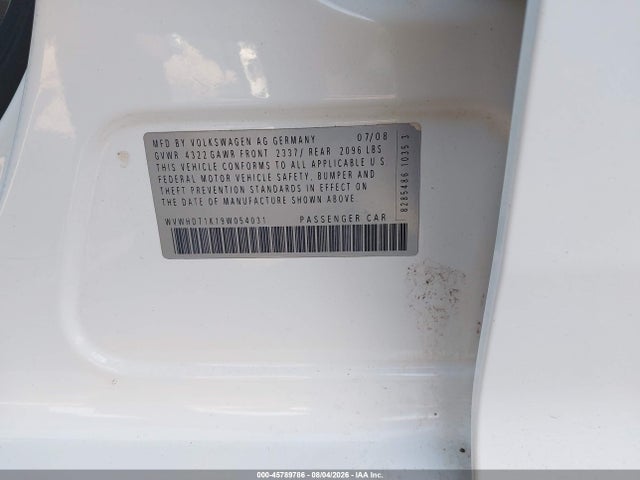 Продаж на аукціоні авто 2009 Volkswagen Gti 4-door, vin: WVWHD71K19W054031, номер лоту: 45789786