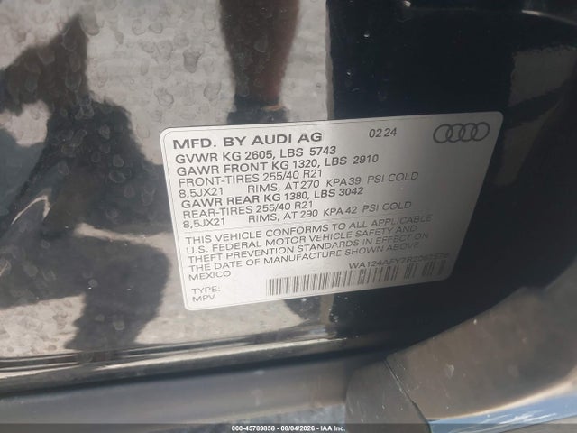 2024 Audi Sq5 Sportback Premium Plus Tfsi Quattro Tiptronic მანქანა იყიდება აუქციონზე, vin: WA124AFY7R2067576, აუქციონის ნომერი: 45789858