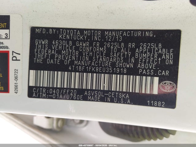 Toyota CAMRY SE 2014 4T1BF1FK8EU351918 Image 9