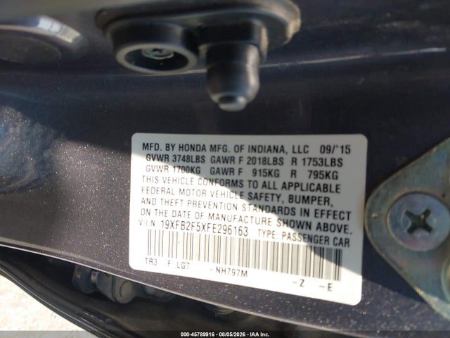 Honda Civic Lx 2015 19XFB2F5XFE296163 Image 9