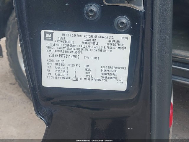 Продажа на аукционе авто 2003 Gmc Sierra 1500 Sle, vin: 2GTEK19T731167919, номер лота: 45789920
