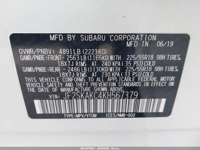 Subaru Forester Sport 2019 JF2SKAKC4KH567379 Image 9
