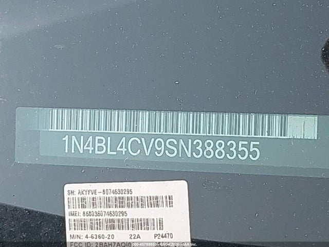 Продаж на аукціоні авто 2025 Nissan Altima Sr Fwd, vin: 1N4BL4CV9SN388355, номер лоту: 45789953