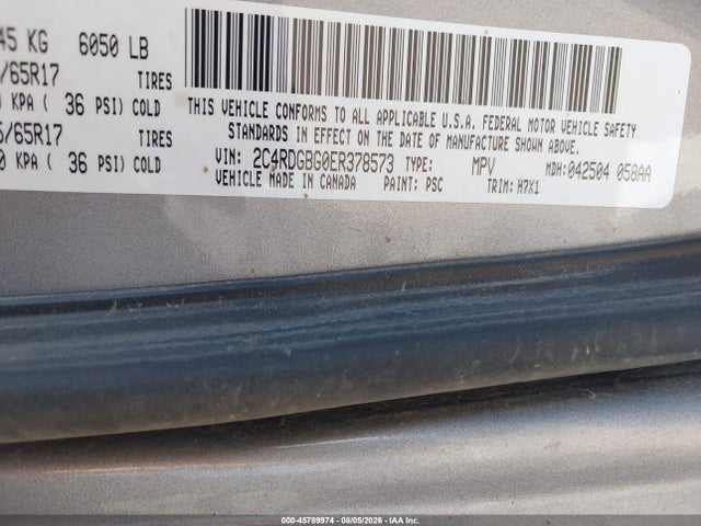 2014 Dodge Grand Caravan Se მანქანა იყიდება აუქციონზე, vin: 2C4RDGBG0ER378573, აუქციონის ნომერი: 45789974