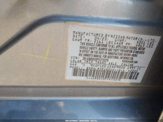 45790063 :رقم المزاد ، 3N1AB8DV0PY273378 vin ، 2023 Nissan Sentra Sr Xtronic Cvt مزاد بيع