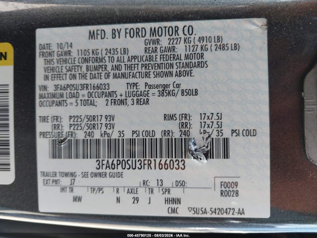 Ford Fusion Energi Titanium 2015 3FA6P0SU3FR166033 Image 9