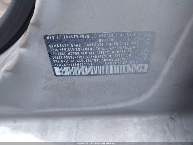 3VWLA7AJ6FM262151 Volkswagen Jetta 2.0l Tdi Se