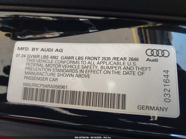 Aukcja sprzedaży 2024 Audi A5 Sportback Premium Plus 45 Tfsi Quattro S Tronic, vin: WAUFACF54RA056961, numer aukcji: 45790186
