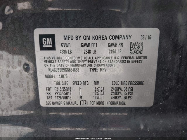 Buick Encore Convenience 2016 KL4CJBSB9GB664858 Image 9