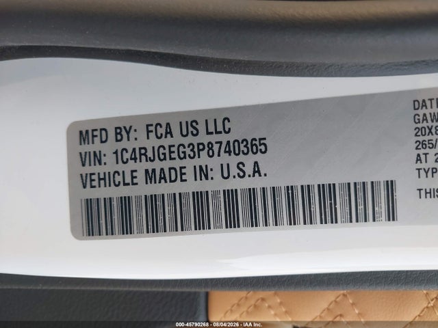 Auction sale of the 2023 Jeep Grand Cherokee Summit 4x2, vin: 1C4RJGEG3P8740365, lot number: 45790268
