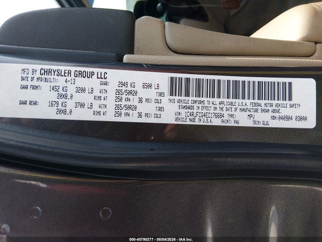 Aukcja sprzedaży 2014 Jeep Grand Cherokee Overland, vin: 1C4RJFCG4EC176684, numer aukcji: 45790277