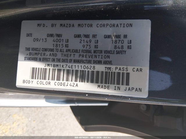 Aukcja sprzedaży 2014 Mazda Mazda3, vin: JM1BM1K74E1110628, numer aukcji: 45790281