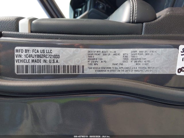 1C4RJYB62RC721033 Jeep Grand Cherokee 4xe
