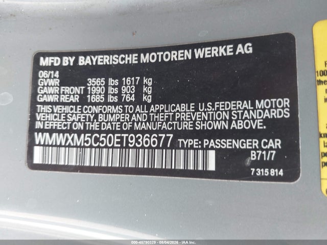 Продажа на аукционе авто 2014 Mini Hardtop Cooper, vin: WMWXM5C50ET936677, номер лота: 45790329