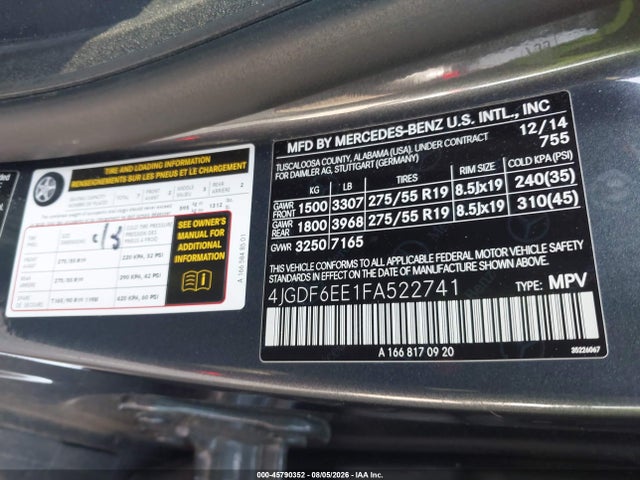 Продаж на аукціоні авто 2015 Mercedes-benz Gl 450 4matic, vin: 4JGDF6EE1FA522741, номер лоту: 45790352