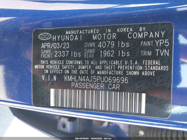 Продаж на аукціоні авто 2023 Hyundai Elantra Hybrid Limited, vin: KMHLN4AJ5PU069696, номер лоту: 45790361