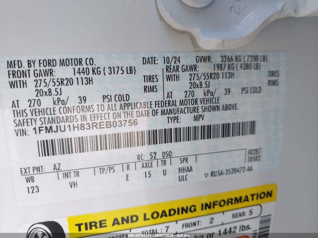 Продаж на аукціоні авто 2024 Ford Expedition Xlt, vin: 1FMJU1H83REB03756, номер лоту: 45790371