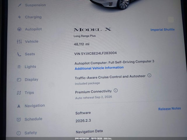 5YJXCBE24LF283004 Tesla Model X Long Range Dual Motor All-wheel Drive/long Range Plus Dual Motor All-wheel Drive
