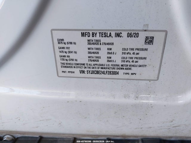 5YJXCBE24LF283004 Tesla Model X Long Range Dual Motor All-wheel Drive/long Range Plus Dual Motor All-wheel Drive
