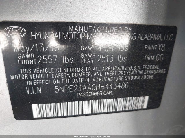 Hyundai SONATA ECO 2017 5NPE24AA0HH443486 Image 9