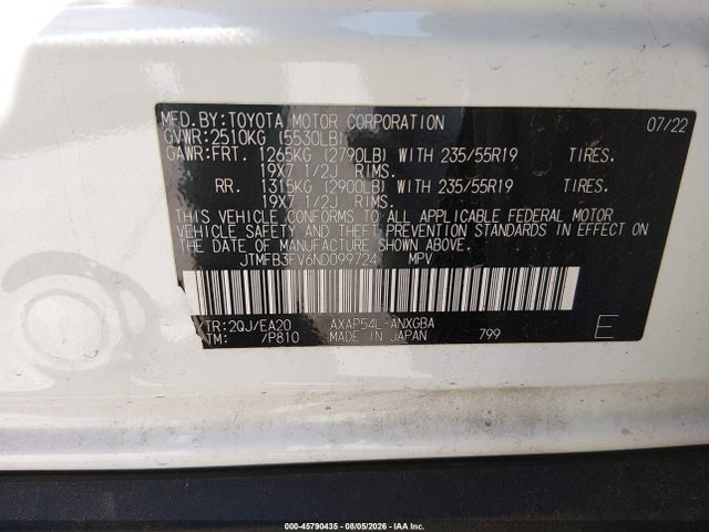 JTMFB3FV6ND099724 Toyota Rav4 Prime Xse
