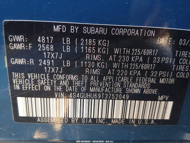 Auction sale of the 2026 Subaru Crosstrek Wilderness, vin: 4S4GUHU69T3752049, lot number: 45790452