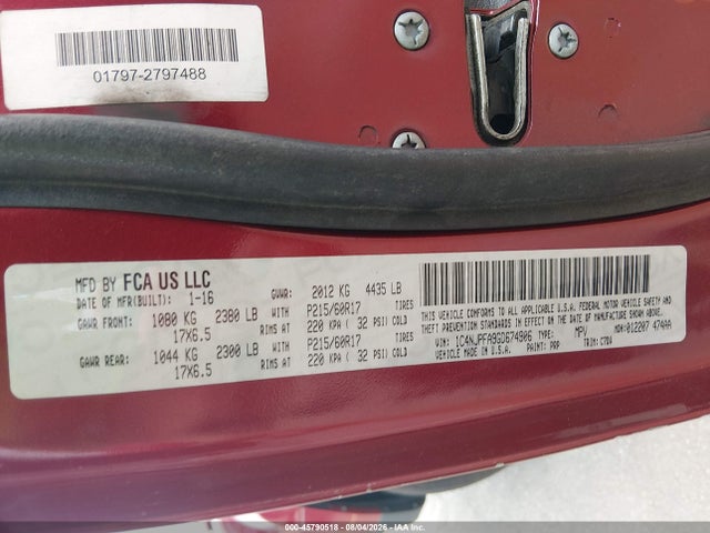 45790518 :رقم المزاد ، 1C4NJPFA9GD674906 vin ، 2016 Jeep Patriot Latitude مزاد بيع