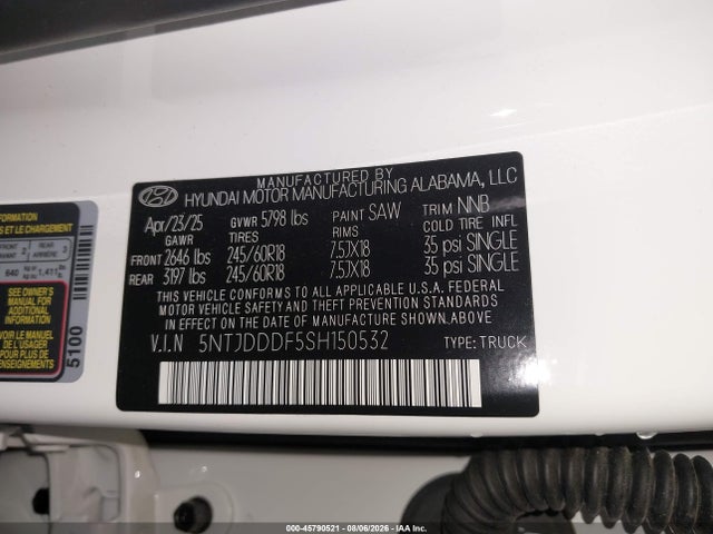 Продажа на аукционе авто 2025 Hyundai Santa Cruz Xrt, vin: 5NTJDDDF5SH150532, номер лота: 45790521