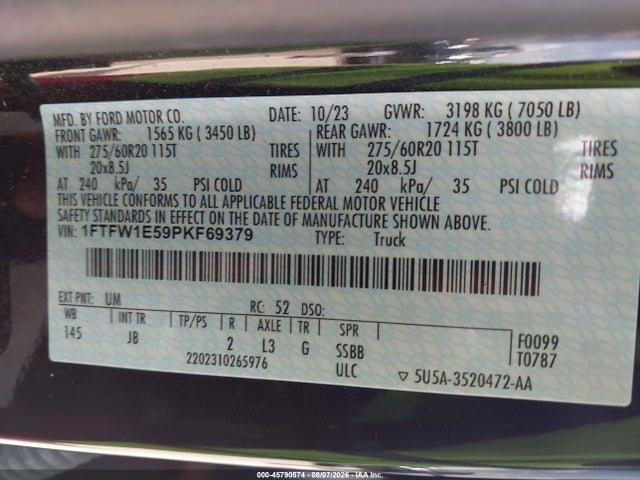 Auction sale of the 2023 Ford F-150 Xl, vin: 1FTFW1E59PKF69379, lot number: 45790574