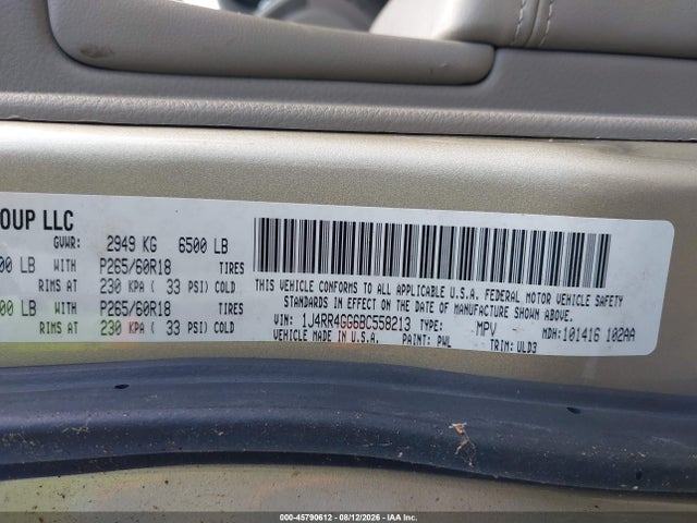 45790612 :رقم المزاد ، 1J4RR4GG6BC558213 vin ، 2011 Jeep Grand Cherokee Laredo مزاد بيع