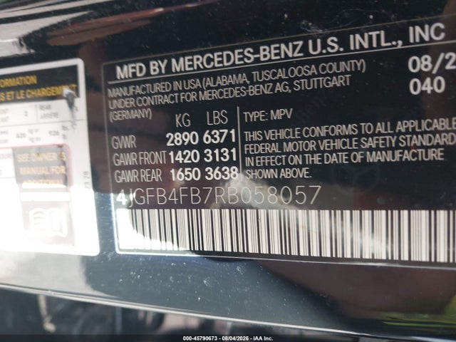 Aukcja sprzedaży 2024 Mercedes-benz Gle 350 4matic, vin: 4JGFB4FB7RB058057, numer aukcji: 45790673