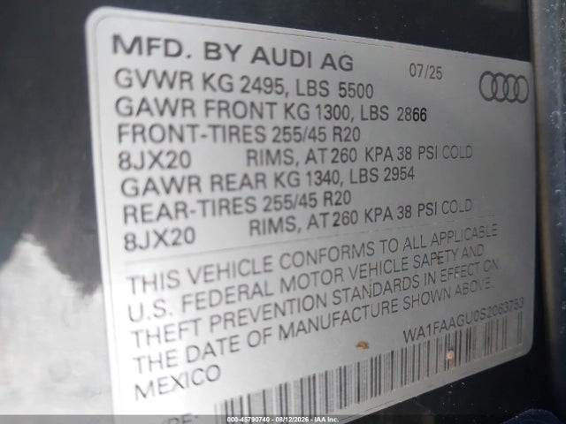 WA1FAAGU0S2063753 Audi All-new Q5 Prestige Tfsi Quattro S Tronic