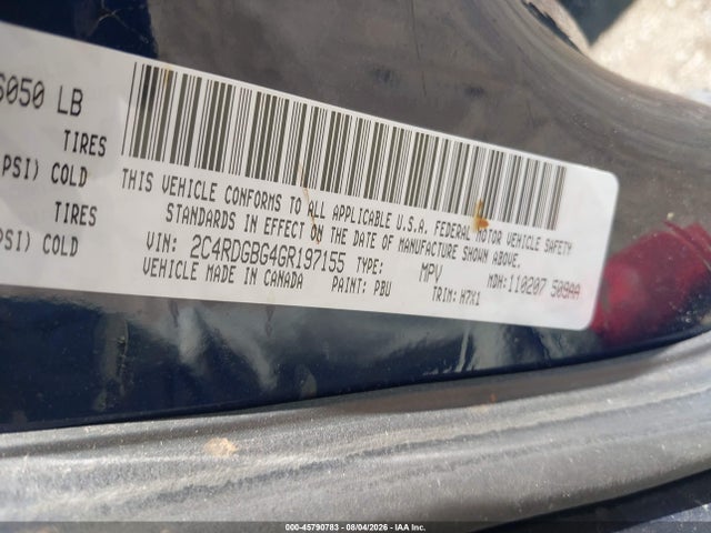 Продаж на аукціоні авто 2016 Dodge Grand Caravan Se, vin: 2C4RDGBG4GR197155, номер лоту: 45790783