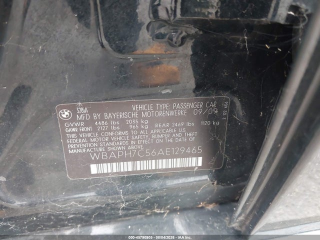 45790905 :رقم المزاد ، WBAPH7C56AE129465 vin ، 2010 Bmw 328i مزاد بيع