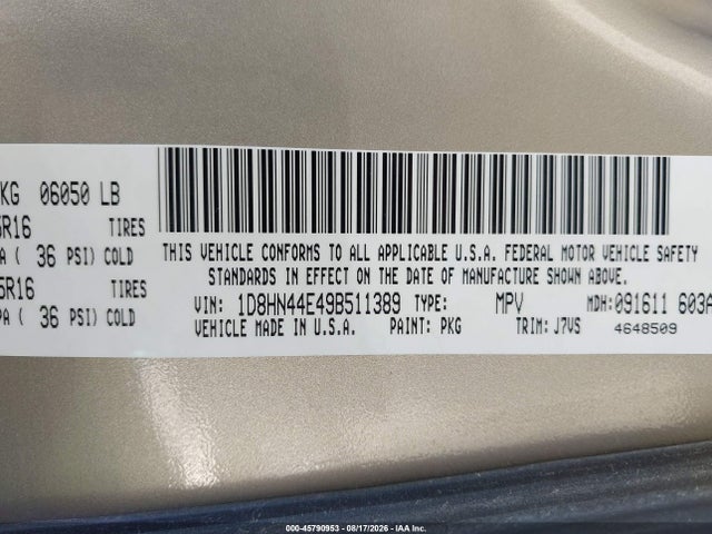 Aukcja sprzedaży 2009 Dodge Grand Caravan Se, vin: 1D8HN44E49B511389, numer aukcji: 45790953
