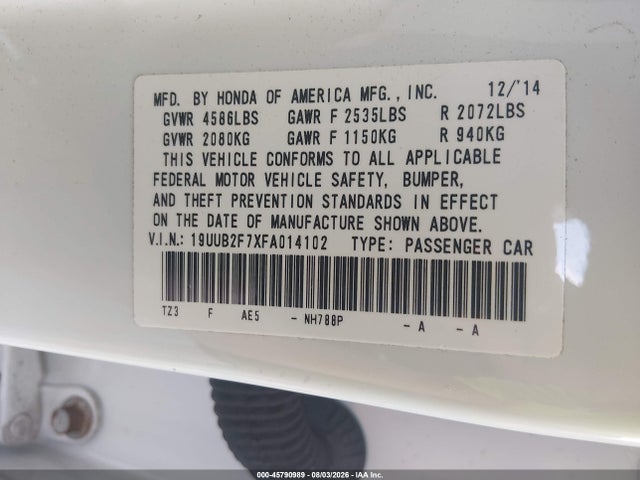 Продаж на аукціоні авто 2015 Acura Tlx V6 Advance, vin: 19UUB2F7XFA014102, номер лоту: 45790989