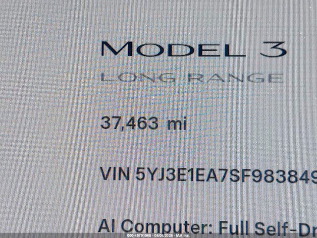 Продаж на аукціоні авто 2025 Tesla Model 3 Long Range Rear-wheel Drive/standard Rear-wheel Drive, vin: 5YJ3E1EA7SF983849, номер лоту: 45791065