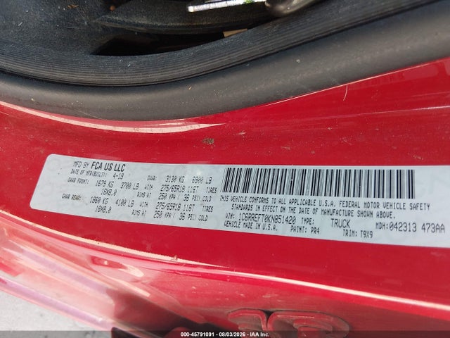 Продаж на аукціоні авто 2019 Ram 1500 Big Horn/lone Star  4x2 5'7 Box, vin: 1C6RREFT0KN851420, номер лоту: 45791091