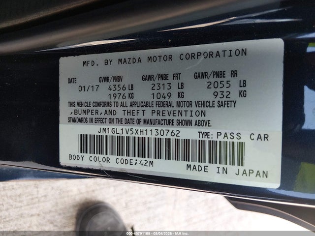JM1GL1V5XH1130762 Mazda Mazda6 Touring