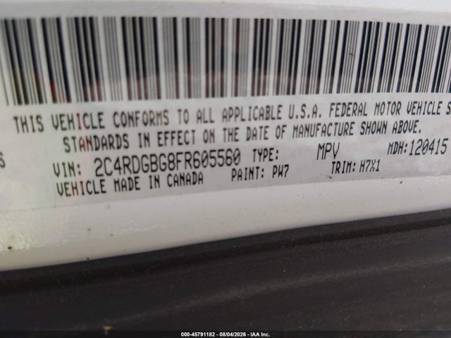 Dodge Grand Caravan Se 2015 2C4RDGBG8FR605560 Image 9