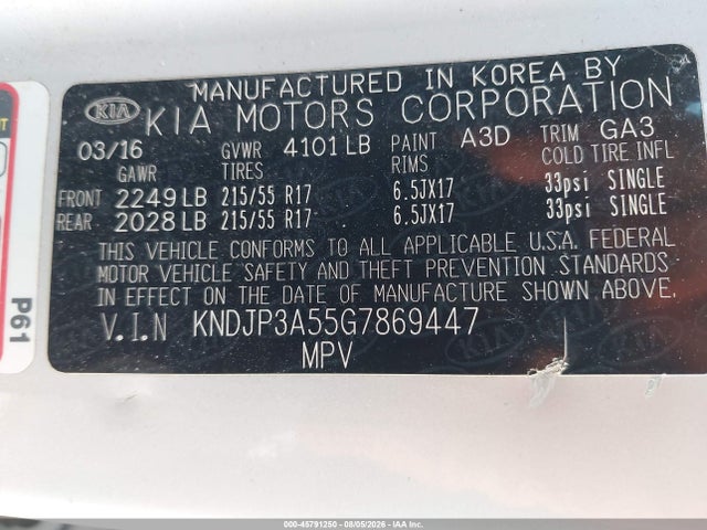 KIA SOUL + 2016 KNDJP3A55G7869447 Image 9