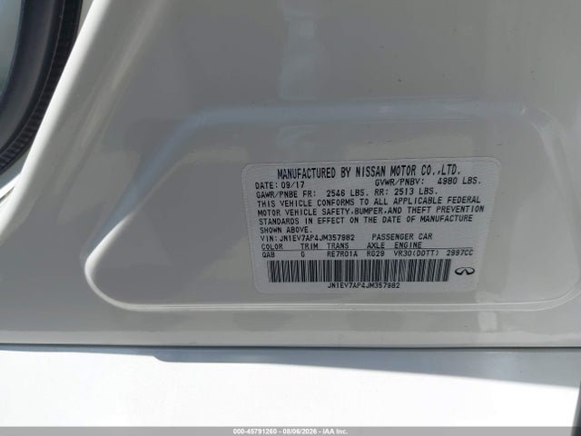 45791260 :رقم المزاد ، JN1EV7AP4JM357982 vin ، 2018 Infiniti Q50 3.0t Luxe مزاد بيع