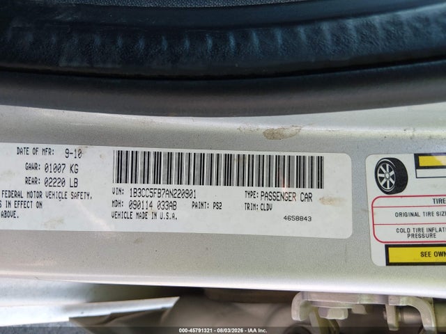 2010 Dodge Avenger R/t მანქანა იყიდება აუქციონზე, vin: 1B3CC5FB7AN220901, აუქციონის ნომერი: 45791321
