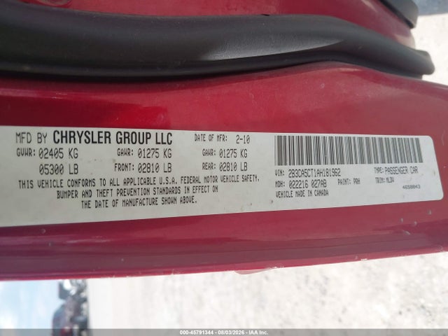 45791344 :رقم المزاد ، 2B3CA5CT1AH181962 vin ، 2010 Dodge Charger R/t مزاد بيع