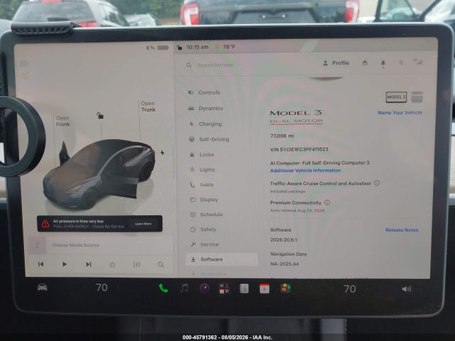 Aukcja sprzedaży 2023 Tesla Model 3 Performance Dual Motor All-wheel Drive, vin: 5YJ3E1EC3PF411623, numer aukcji: 45791362